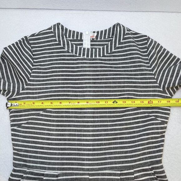 Mokingtop crop jumpsuit lightweight cotton black white stripes womens sz M - Picture 11 of 16